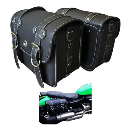Faux Leather Motorcycle Saddlebags with Lock - size: Small Without Cup Bag