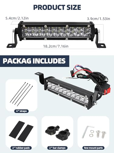 더트 바이크 라이트 바 60W 4200LM 오토바이 헤드라이트 라이트 바 플러그 플레이 범용 대부분의 2.2cm(7/8인치) 핸들바 CRF110 KLX140 KLX110 TTR110 TTR110E KLX PW XR RM KX 모토크로스용 - style: 7인치 60W 4200LM