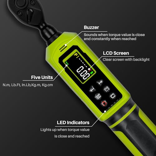 Digital Torque Wrench 1/4" Drive-4-266In.Lb for Bike Motorcycle - size: 1/4" 4-266 In.Lb