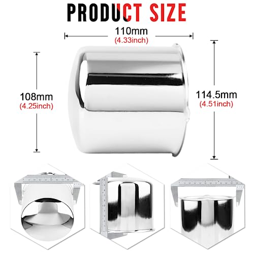 RTrhinoTuning 4PCS 4.25" Push Through Wheel Center Caps for Truck Trailer Wheel Rim Covers, 4.25" Hub, 4.33" Tall Hubcap - color: Chrome, size: 4.25" Center Hole, 4.29" Height