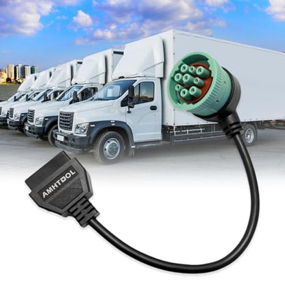J1939 9 Pin OBD2 Adapter Cable,Truck 9 Pin to OBD2 16 Pin Connector - style: NEW J1939 9pin 90°