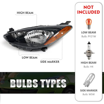 Huray Left Halogen Headlight Assembly for Mazda 2 2011 2012 2013 2014 LH - size: LH(Driver Side)