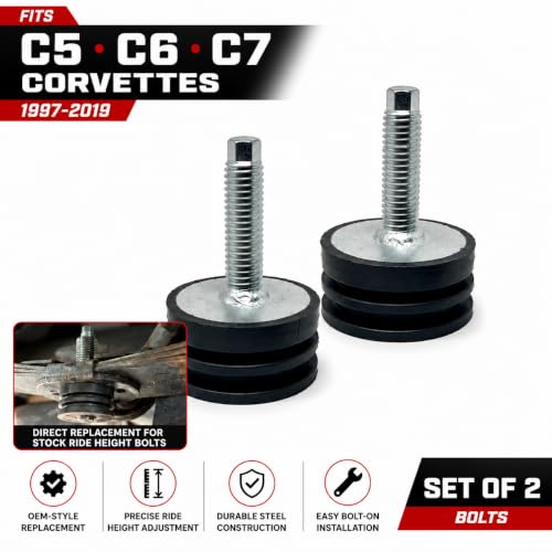 C5 C6 C7 Corvette Ride Height Adjusting Bolts - Stock Size Replacement Leaf Spring Height Adjustment Bolts, Front or Rear Suspension, Direct Fit for 1997-2019 Chevrolet Corvette (Set of 2) - size: Set of 2 Bolts