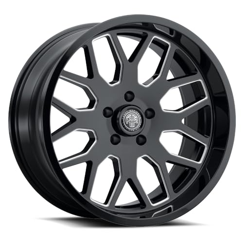 22x10 Gloss Black Milled Aluminum Alloy Wheel | 5x127 Bolt Pattern | -21mm Offset | 4.6in Backspacing | 78.1mm Center Bore | 2500 lb Load Rating