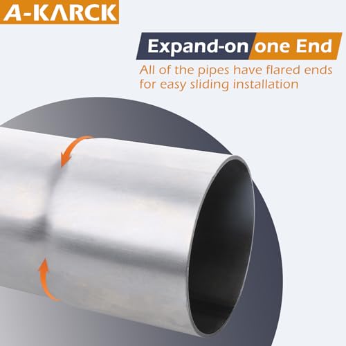 A-KARCK Straight Exhaust Pipe 2" OD, Mild Steel 30" Long Mandrel Exhaust Tube, Custom Your Own Exhaust System - size: 2", style: 30 INCH