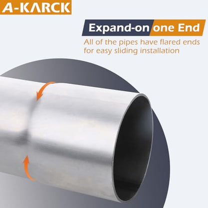 A-KARCK Straight Exhaust Pipe 2" OD, Mild Steel 30" Long Mandrel Exhaust Tube, Custom Your Own Exhaust System - size: 2", style: 30 INCH