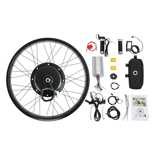 26" 48V 1500W E-Bike Conversion Kit Rear Wheel, 55Nm Electric Bicycle Fat Snow Tire Motor Kit Brushless Gearless Rear Wheel Hub Motor with LCD Display for 26x4.0 Inch Tire