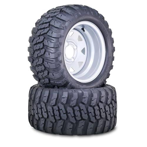 WANDA AT Style Golf Cart Tire Wheel 20x10-12 w/ 4X4" ET-25.4 Silver Rim,PK2 - color: Silver, size: 22X10-12