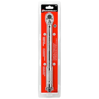 Powerbuilt 3/8-Inch Micrometer Torque Wrench, 5-80 Foot/Pounds and 0.7-11.2 Meter/Kilograms, Reversible Ratchet Clicks, Lockable - 644998 - size: 3/8 in.
