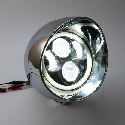 Motorcycle Headlight 5" Refit Vintage Head Lamp For Chopper Bobber Cruises Softail 883 Steed VLX 400 600 Magna 250 750 (Silver Shell)