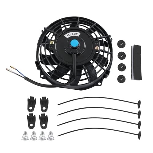 JDMSPEED New Universal 12V Slim Electric Radiator Cooling Fan Push Pull 7" Inch Mount Kit Black 10 Blades - color: Black, size: 7 Inch
