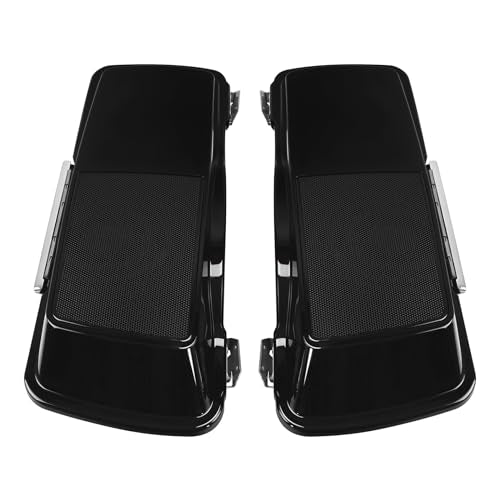 TCMT Vivid Black 5" Stretched Saddlebags 6X9 Speaker Lid Fits For Harley Touring Models CVO Road Glide Road King Street Glide Electra Glide Ultra Classic 1994-2013 - color: Vivid Black Chrome Latches(6x9 Speaker Lid)