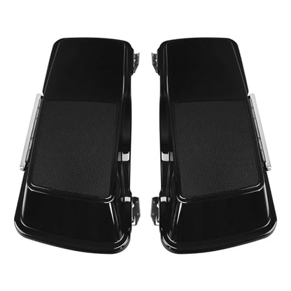 TCMT Vivid Black 5" Stretched Saddlebags 6X9 Speaker Lid Fits For Harley Touring Models CVO Road Glide Road King Street Glide Electra Glide Ultra Classic 1994-2013 - color: Vivid Black Chrome Latches(6x9 Speaker Lid)