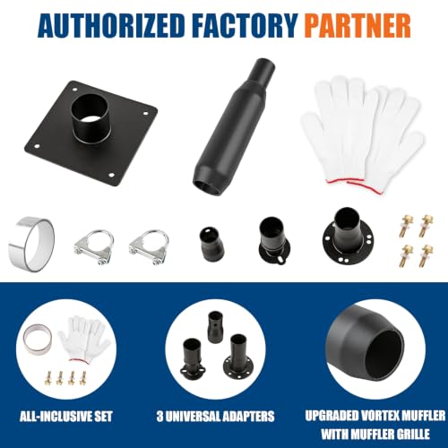 Generator Exhaust Extension Silencer Kit - 3 Universal Adapters, Insulated Through-Wall Mounting Plate, High-Performance Silencing Grille, Compatible with All Portable Generators