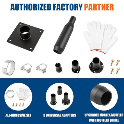 Generator Exhaust Extension Silencer Kit - 3 Universal Adapters, Insulated Through-Wall Mounting Plate, High-Performance Silencing Grille, Compatible with All Portable Generators