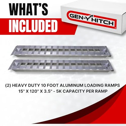 GEN-Y Hitch Heavy Duty Aluminum Loading Ramps, Set of 2, 10 Feet x 15" - size: 10'