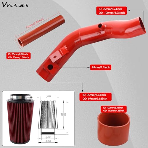 6.0 Powerstroke Cold Air Intake for 03-07 Ford F250 F350 F450 - color: RED - 6.0L (2003-2007)