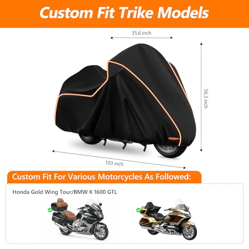 Motorcycle Cover for Honda Gold Wing GL1800 Tour 2001-2025 with Top Box - size: for Honda GL1800/Gold Wing