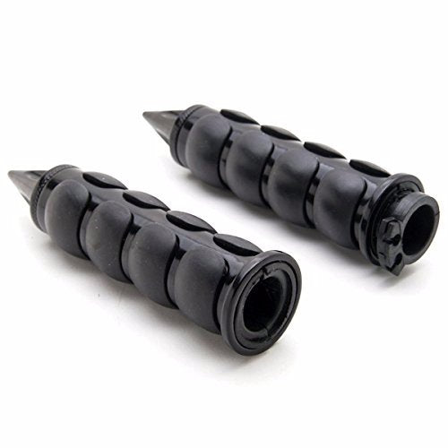 TRHB114A-1"-BK Spike Black Comfort Rubber Motorcycle Handlebar Hand Grips (1 inch) Custom Black Billet Grips Compatible with Cruisers/Choppers/Harley Davidson
