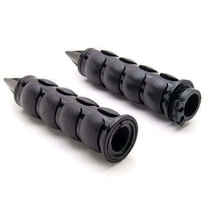 TRHB114A-1"-BK Spike Black Comfort Rubber Motorcycle Handlebar Hand Grips (1 inch) Custom Black Billet Grips Compatible with Cruisers/Choppers/Harley Davidson