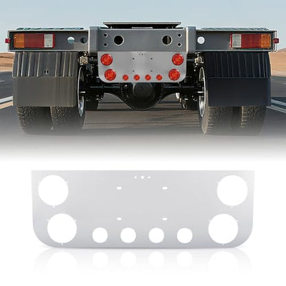 Tail Light Panel Stainless Steel Chrome Finish with Four 4.49" and Four 2.31" Round Light Cutouts(8 Holes), Rear Center Light Panel for Semi Truck Trailers - style: 4x4.49" & 4x2.31" Round Holes