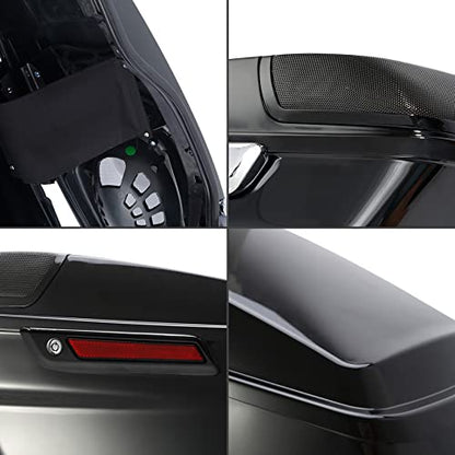TCT-MOTORPARTS 4" Extended Hard Saddlebags Fits for Harley Touring CVO - color: Vivid Black w/ Black Latches