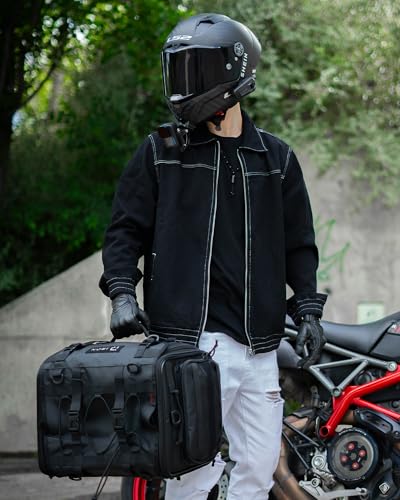RIDEIRON Motorcycle Tail Bag, Expandable from 40L to 60L with Rain Cover