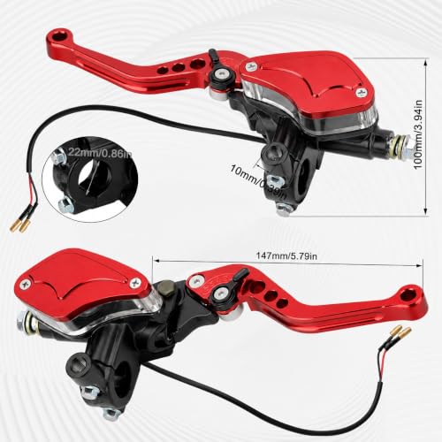 Universal Motorcycle 7/8" 22mm Clutch Master Cylinder Brake Lever - color: Red