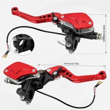 Universal Motorcycle 7/8" 22mm Clutch Master Cylinder Brake Lever - color: Red
