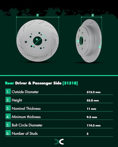 SCITOO Brake Kits Front and Rear Drill and Slotted Brake Rotor Ceramic Pads - size: 31275+D914 & 31318+D865 [4+8PCS]