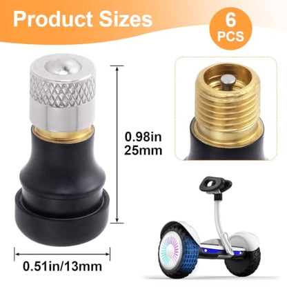 Tubeless Tire Valve Stems for Electric Scooter - color: Black, 6Pcs