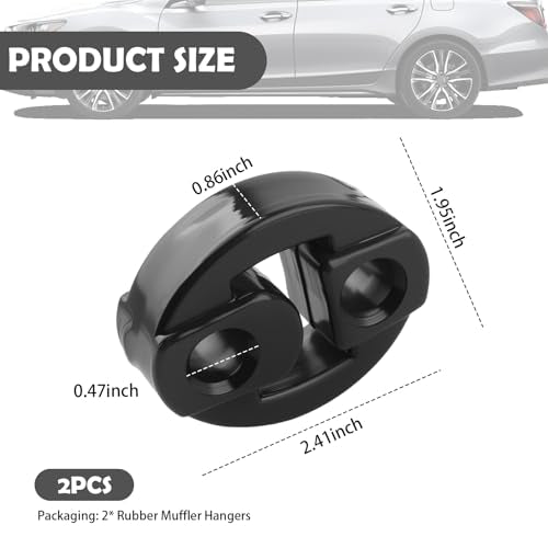 2PCS New Rubber Exhaust Hangers,Heavy Duty Rubber Muffler Hanger with 2 Holes 0.47 Inch,Universal Exhaust Hanger Rubbers Car Accessories for Vibration & Noise Reduction
