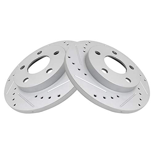 TRQ Rear Performance Brake Rotor Drilled Slotted Pair - style: BRA74655