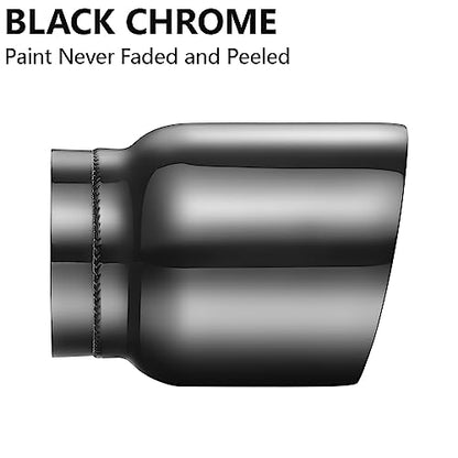 A-KARCK Double Wall Exhaust Tips Black Chrome 3" Inlet, Muffler Tip with Never Fading and Peeling Coating, 3" Inlet 4" Outlet 5" Long - size: 3" inlet - 4" outlet