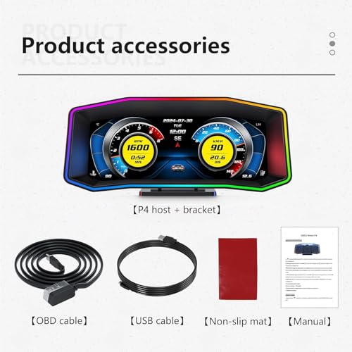 OBD2 Gauge Display 6.2" HD GPS Speedometer Multi-Function Meter