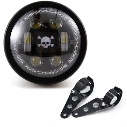 Motorcycle Headlight Assembly Round LED 6.5 inch Front Headlamp High/Low Beam Head light for Bobber Cafe Racer Motorbike (Style B) - style: Style B