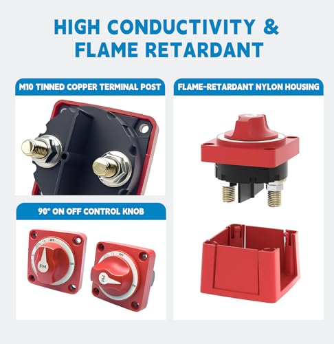 300A 12V 48V Battery Disconnect Switch Waterproof Battery ON Off Heavy Duty Shut Off Switch Ignition Protected Power Kill Switch for Boat Marine Car RV Truck - color: 300A ON/OFF Single Circuit