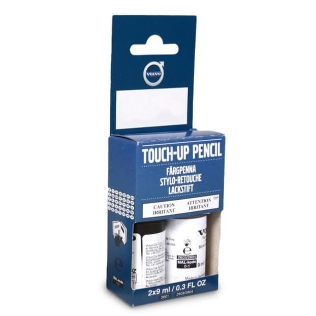 Volvo Touch Up Paint Pen, Includes Base Coat and Clear Coat, 2 x 9 ml (0.3 fl oz), OEM Factory Original (714 Osmium Grey) - color: 714 Osmium Grey