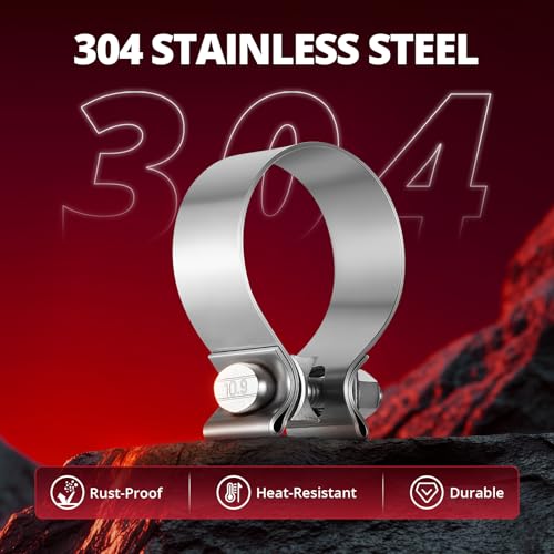 EVIL ENERGY 3.5 Inch Exhaust Clamp,3 1/2" Narrow Band Muffler Clamp Stainless Steel for Pipes,Mufflers,Catalytic Converters 2PCS - size: 3.5 inch
