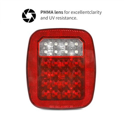 MAXXHAUL 80685 Universal Square 12V Combination 28 LED Signal Tail Light - For Truck Trailer Boat Jeep SUV RV Vans Flatbed 2 Pack