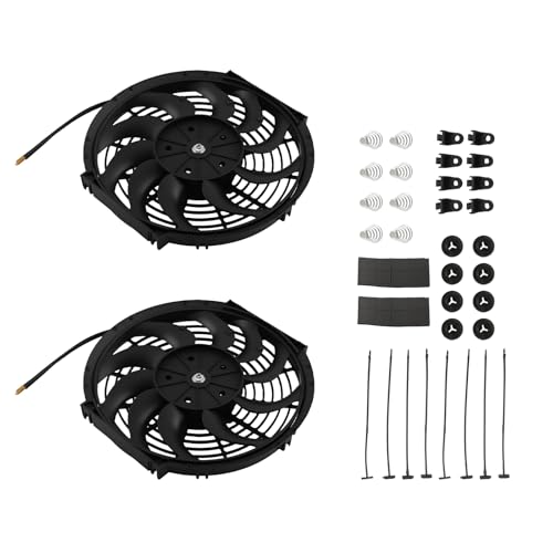 maXpeedingrods 2X 12 inch Universal Slim Fan Push Pull Electric Radiator Cooling 12V Mount Kit - size: 12 inch