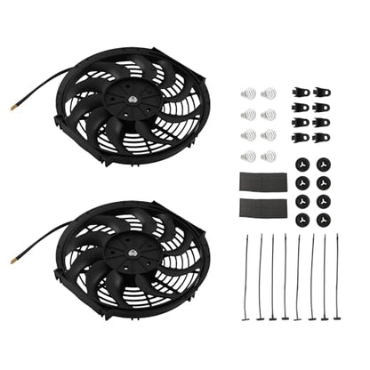 maXpeedingrods 2X 12 inch Universal Slim Fan Push Pull Electric Radiator Cooling 12V Mount Kit - size: 12 inch