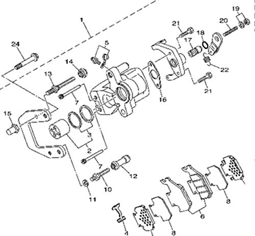 Rear Brake Caliper WITH PADS For Yamaha Rhino 660 YXR660 (2004-2007)