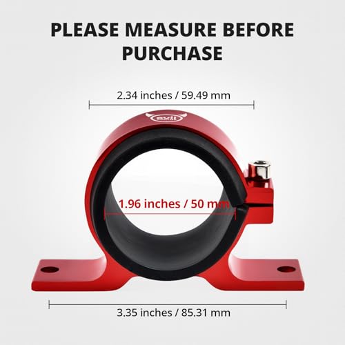 EVIL ENERGY 50mm Fuel Filter Mounting Bracket, Fuel Pump Clamp Holder Red (Pack of 2) - color: Red, size: 50mm (Pack of 2)