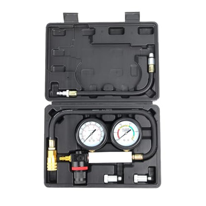 TU-21 Engine Cylinder Leak Down Tester Kit, Automotive Engine Compression Leakage Test Kit for Cars Trucks Motorcycles (Black) - color: black