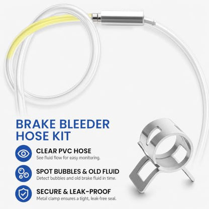2 Set Brake Bleeder Hose One Way Check Valve with Adapters,Clamps