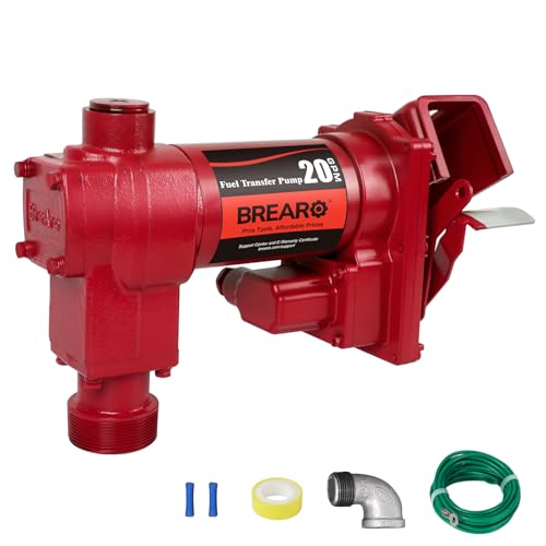 Fuel Transfer Pump 12V DC 20 GPM, High-Flow Cast Iron Heavy-Duty Pump for Gasoline, Diesel, Kerosene, Ethanol, Methanol, and Biodiesel - color: Red 20