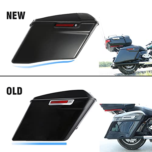 TCT-MOTORPARTS 4" Extended Hard Saddlebags Fits for Harley Touring CVO - color: Vivid Black w/ Black Latches