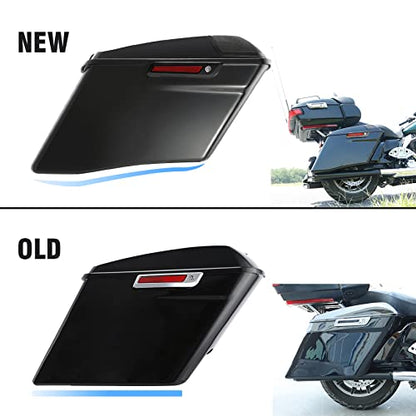 TCT-MOTORPARTS 4" Extended Hard Saddlebags Fits for Harley Touring CVO - color: Vivid Black w/ Black Latches