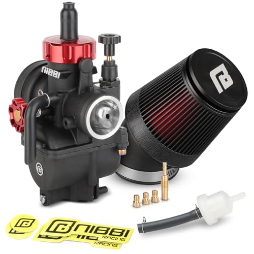NIBBI 26mm Carburetor with CNC 48mm Air Filter kit,PE26 Carburetor fit for 200cc Dirt Bike,Upgrade for VM26 PZ27 Performance Parts - size: PE26+Curved filter